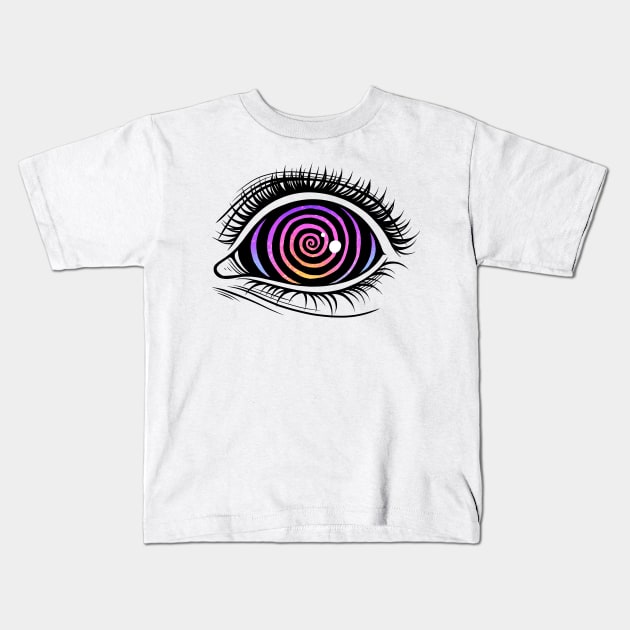 Psychedelic Eye. Raibow color. Pink Kids T-Shirt by OccultOmaStore